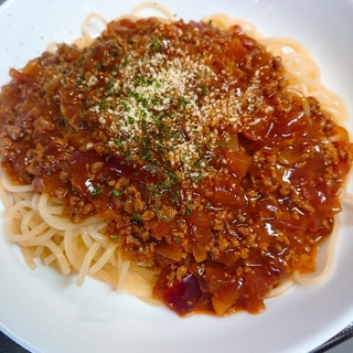 紫玉ねぎでミートスパゲティ